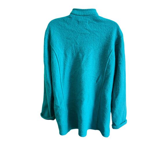 💙 Norm Thompson Turquoise Wool Coat Button Front Classic Long Jacket Size M - Picture 3 of 4
